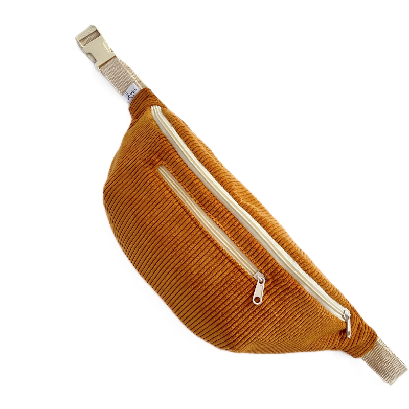 Maxi banane velours côtelé moutarde