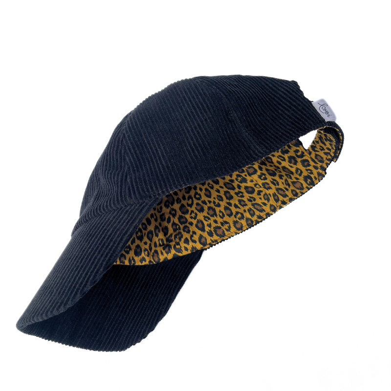 Casquette noire doublure léopard