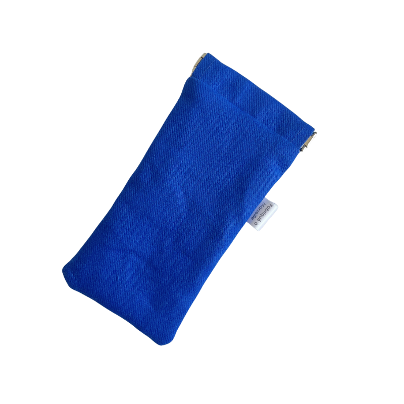 Etui à lunettes upcyclé bleu de travail – Image 2