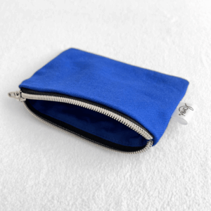 Porte-monnaie upcyclé bleu de travail