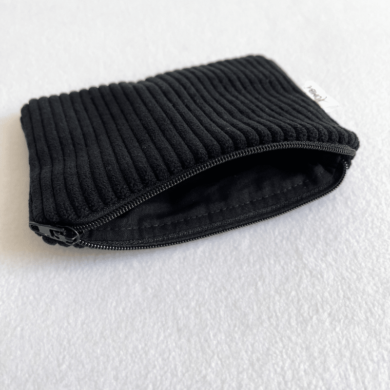Porte-monnaie velours côtelé all black
