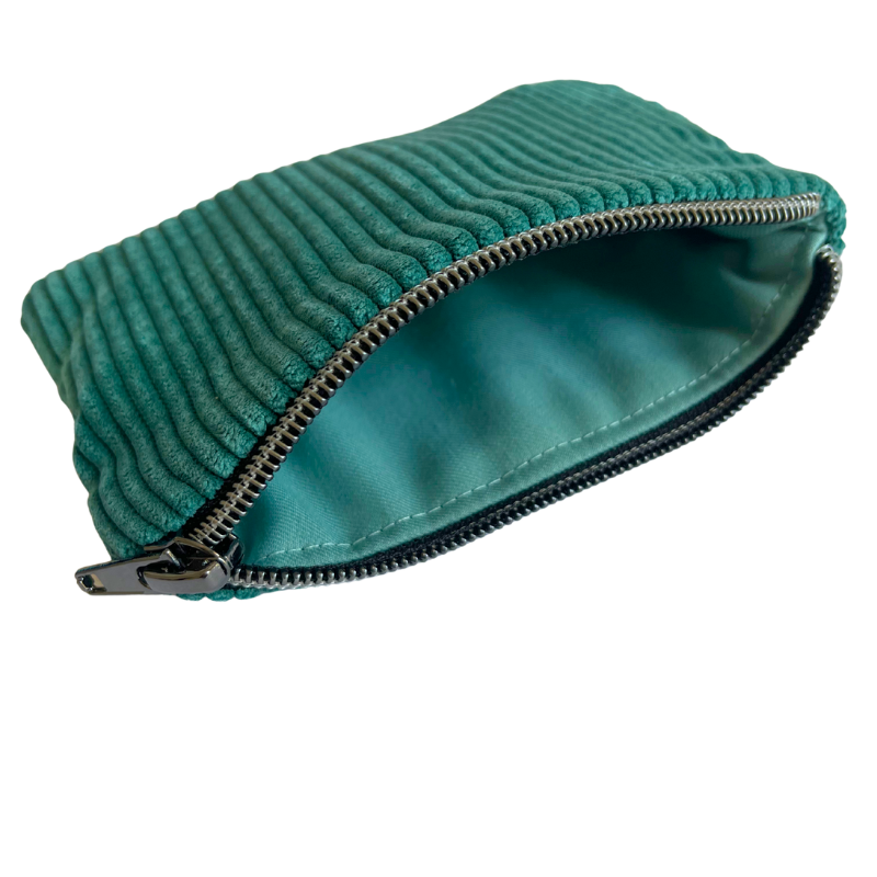 Porte-monnaie velours côtelé vert canard – Image 2